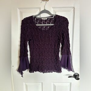 sheer bell sleeve top size sm/medium bell sleeves